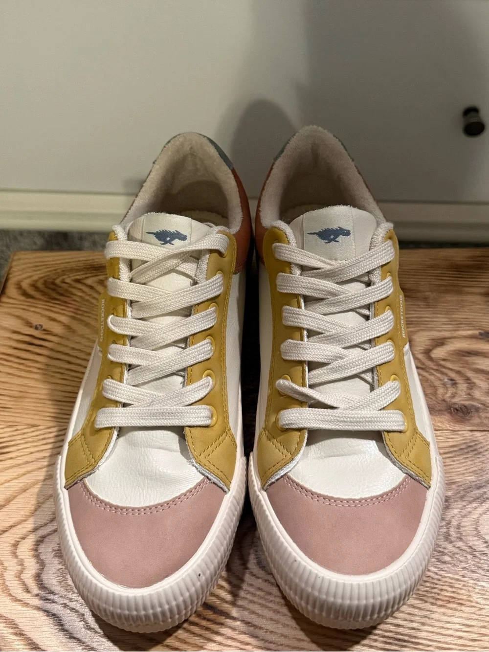 Rocket Dog Cream Sneakers with Pink, Mustard and Brown Panels